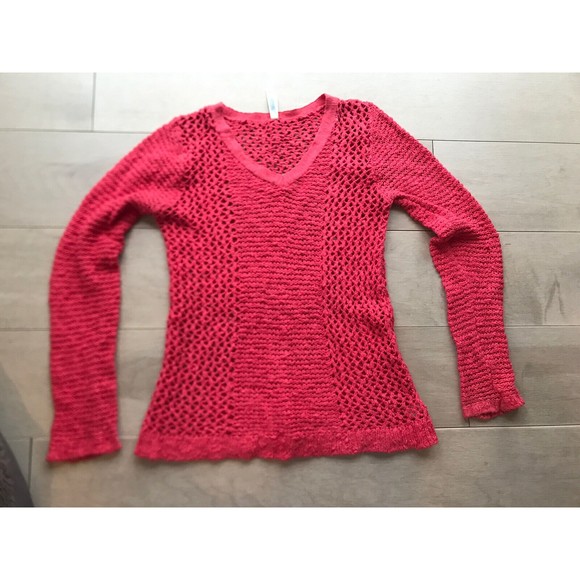 lot of 5 vtg crochet sweaters Express Aeropostale S M blue orange gray green - Picture 4 of 7